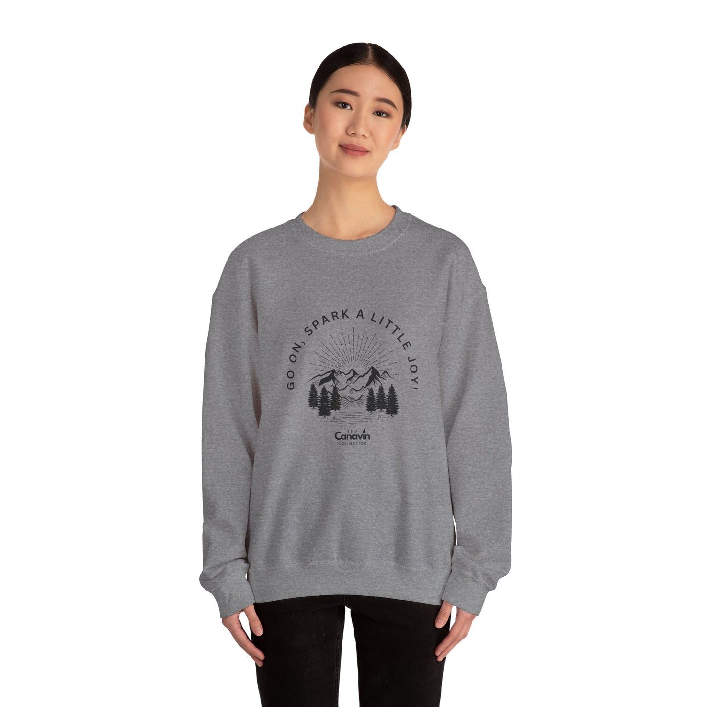 Cozy Fall & Winter Crewneck Sweatshirt – Go On, Spark a Little Joy - Unisex Heavy Blend™  (Heather Gray)