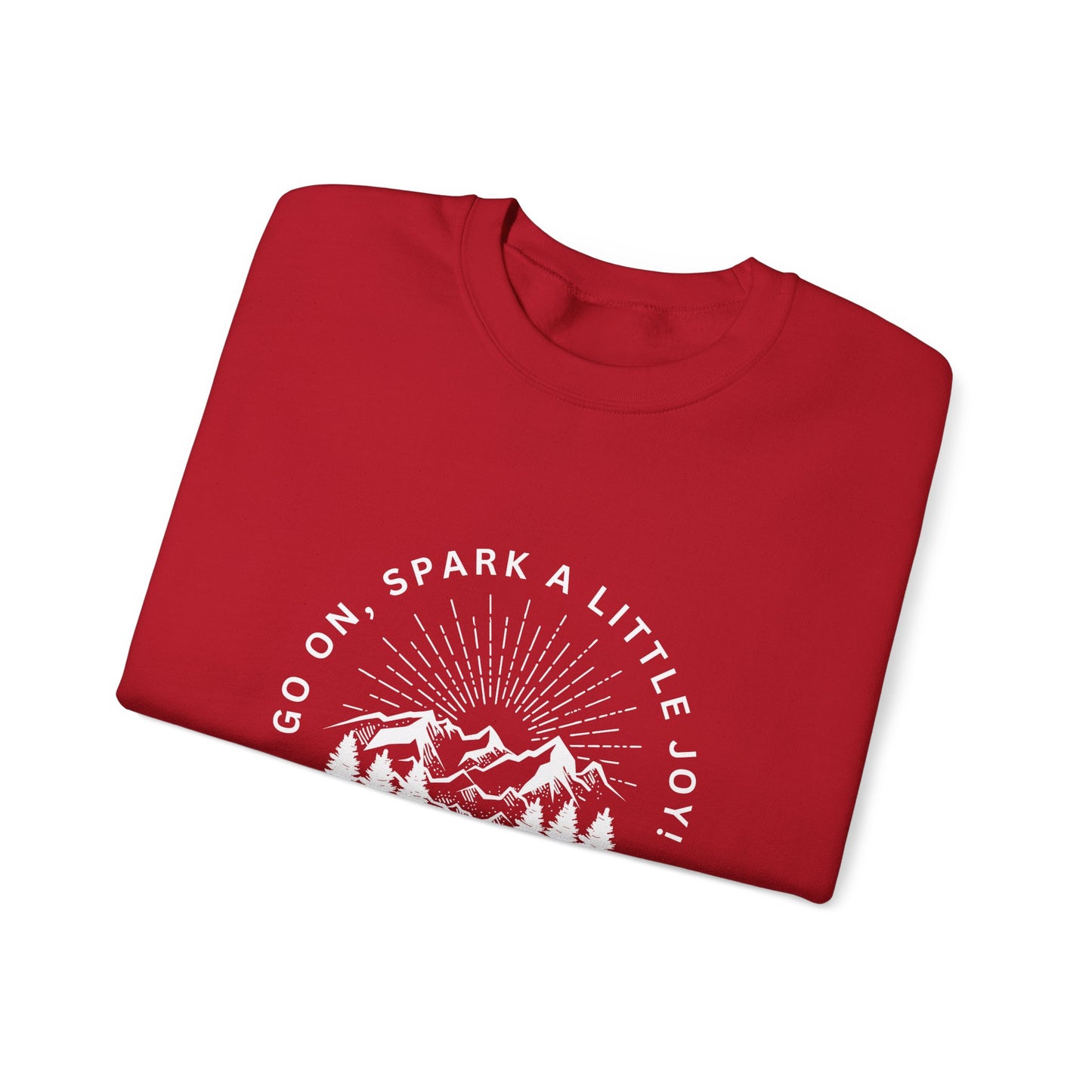 Cozy Fall & Winter Crewneck Sweatshirt – Go On, Spark a Little Joy! Unisex Heavy Blend™(Cherry Red)