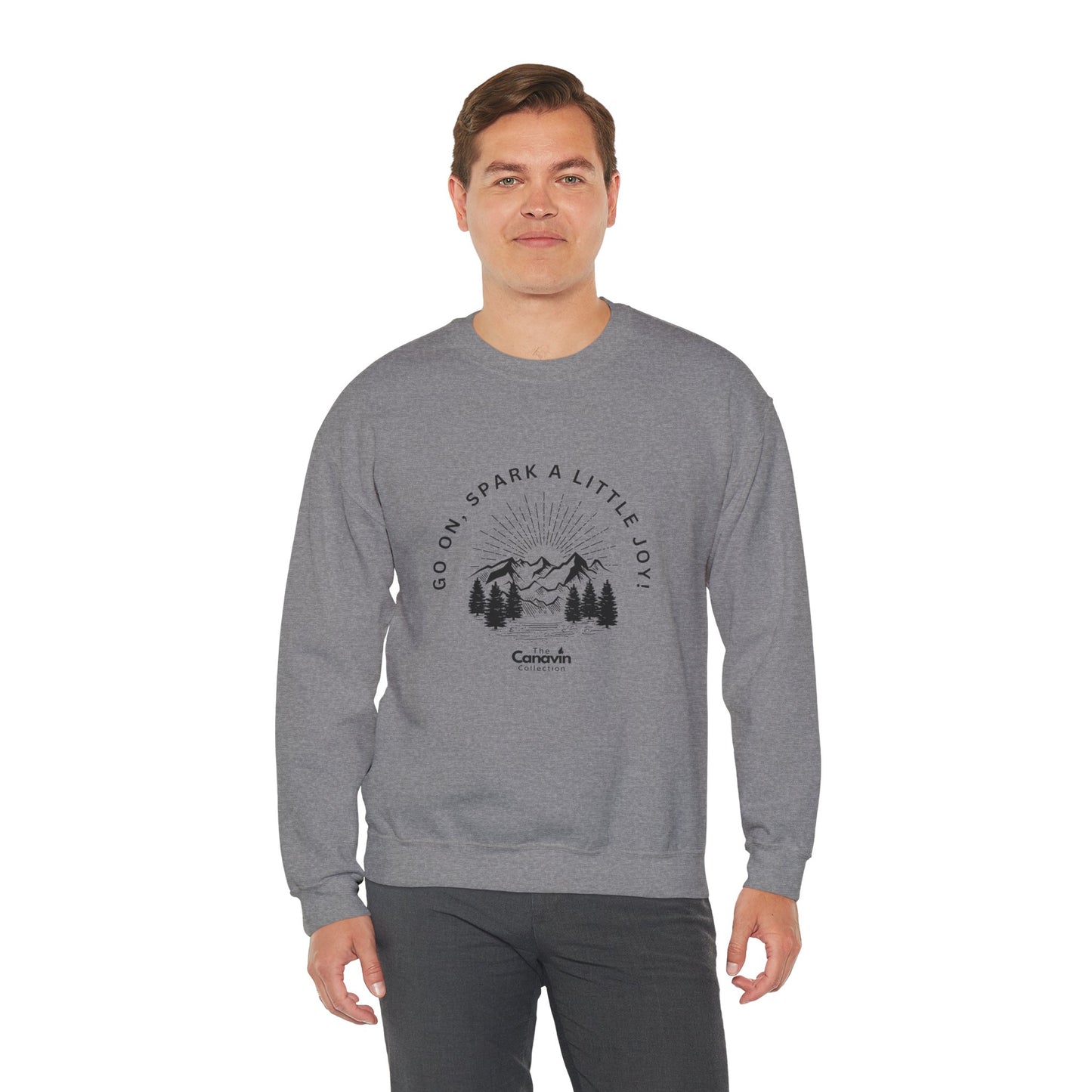 Cozy Fall & Winter Crewneck Sweatshirt – Go On, Spark a Little Joy - Unisex Heavy Blend™  (Heather Gray)