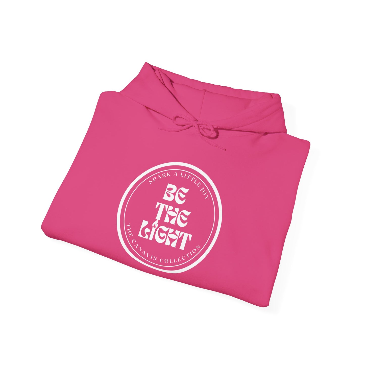 BE THE LIGHT Hooded Sweatshirt - Unisex Heavy Blend™ - Cozy & Stylish, Perfect for Cold Weather, Positive Message - Pink *Small-5XL