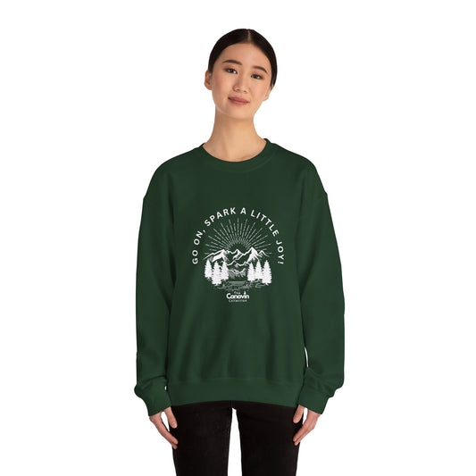 Cozy Fall & Winter Crewneck Sweatshirt – Go On, Spark a Little Joy! - Unisex Heavy Blend™  (Forest Green)