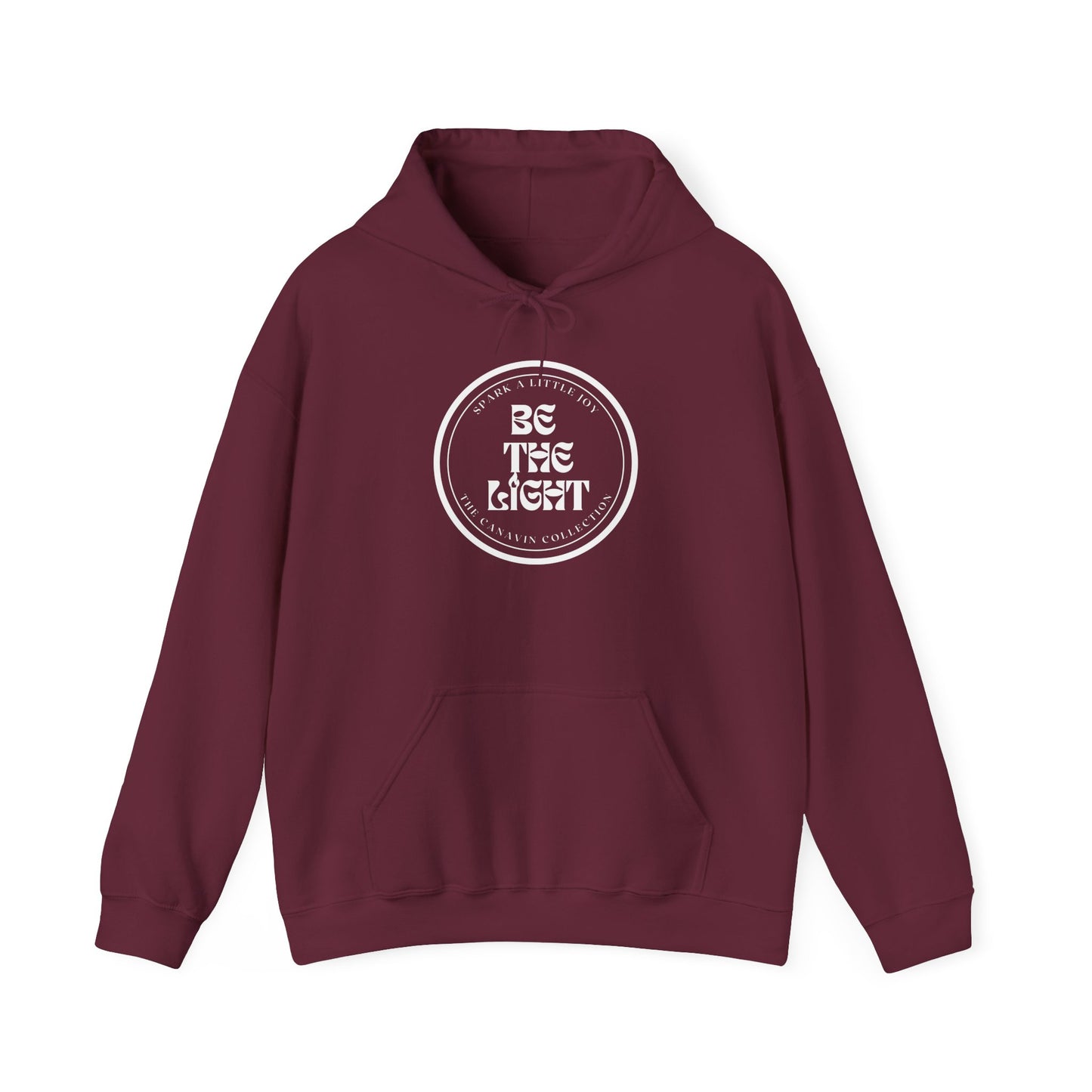 BE THE LIGHT Hooded Sweatshirt - Unisex Heavy Blend™ - Cozy & Stylish, Perfect for Cold Weather, Positive Message - Maroon *Small-5XL