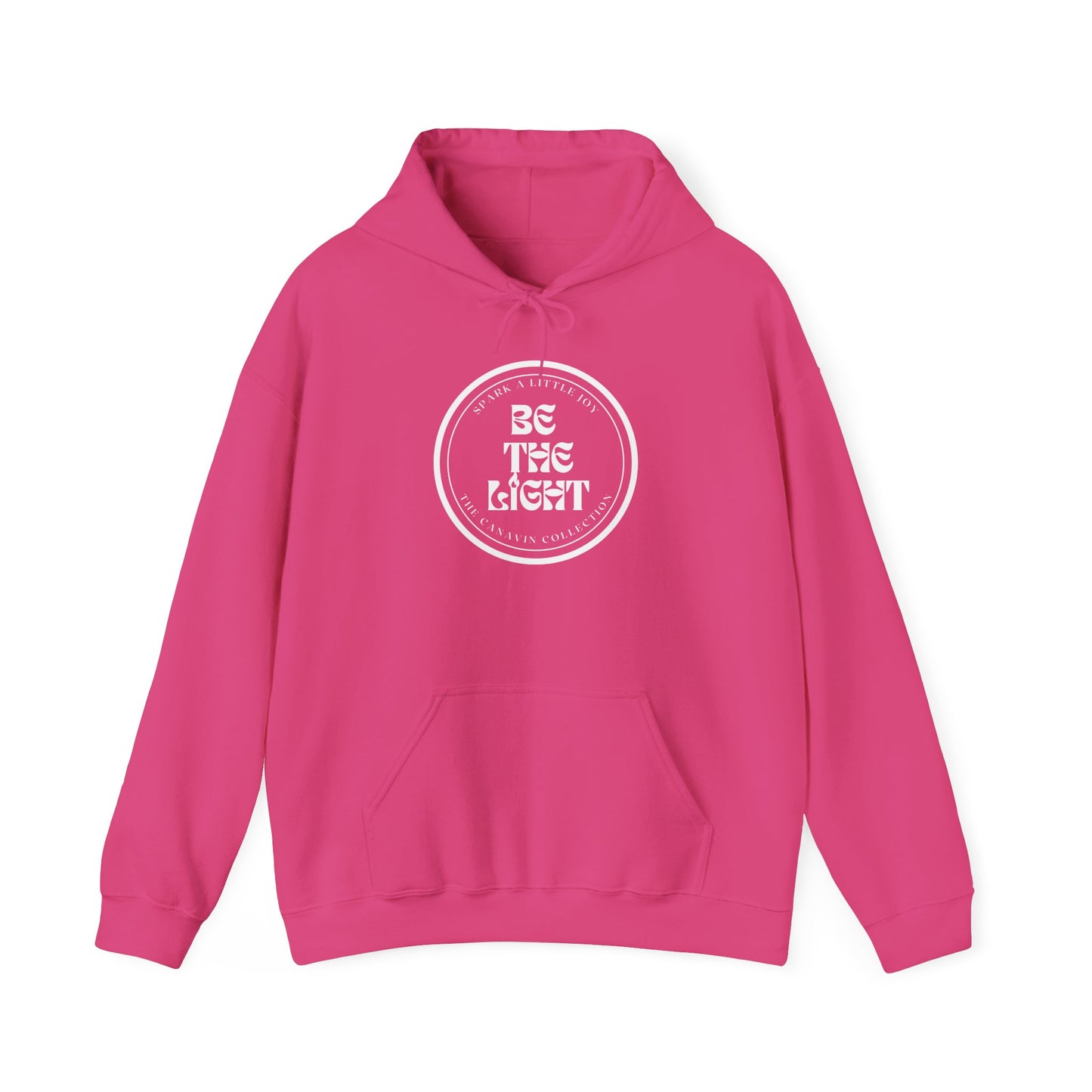 BE THE LIGHT Hooded Sweatshirt - Unisex Heavy Blend™ - Cozy & Stylish, Perfect for Cold Weather, Positive Message - Pink *Small-5XL