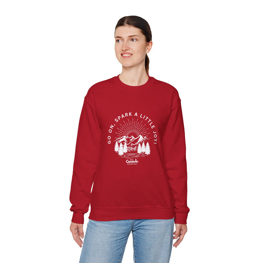 Cozy Fall & Winter Crewneck Sweatshirt – Go On, Spark a Little Joy! Unisex Heavy Blend™(Cherry Red)